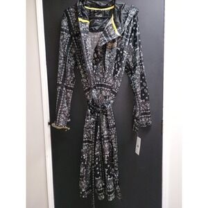 Dogg Supply By Snoop Dogg Robe Mens M Hooded Tie Pockets Black White Bandana